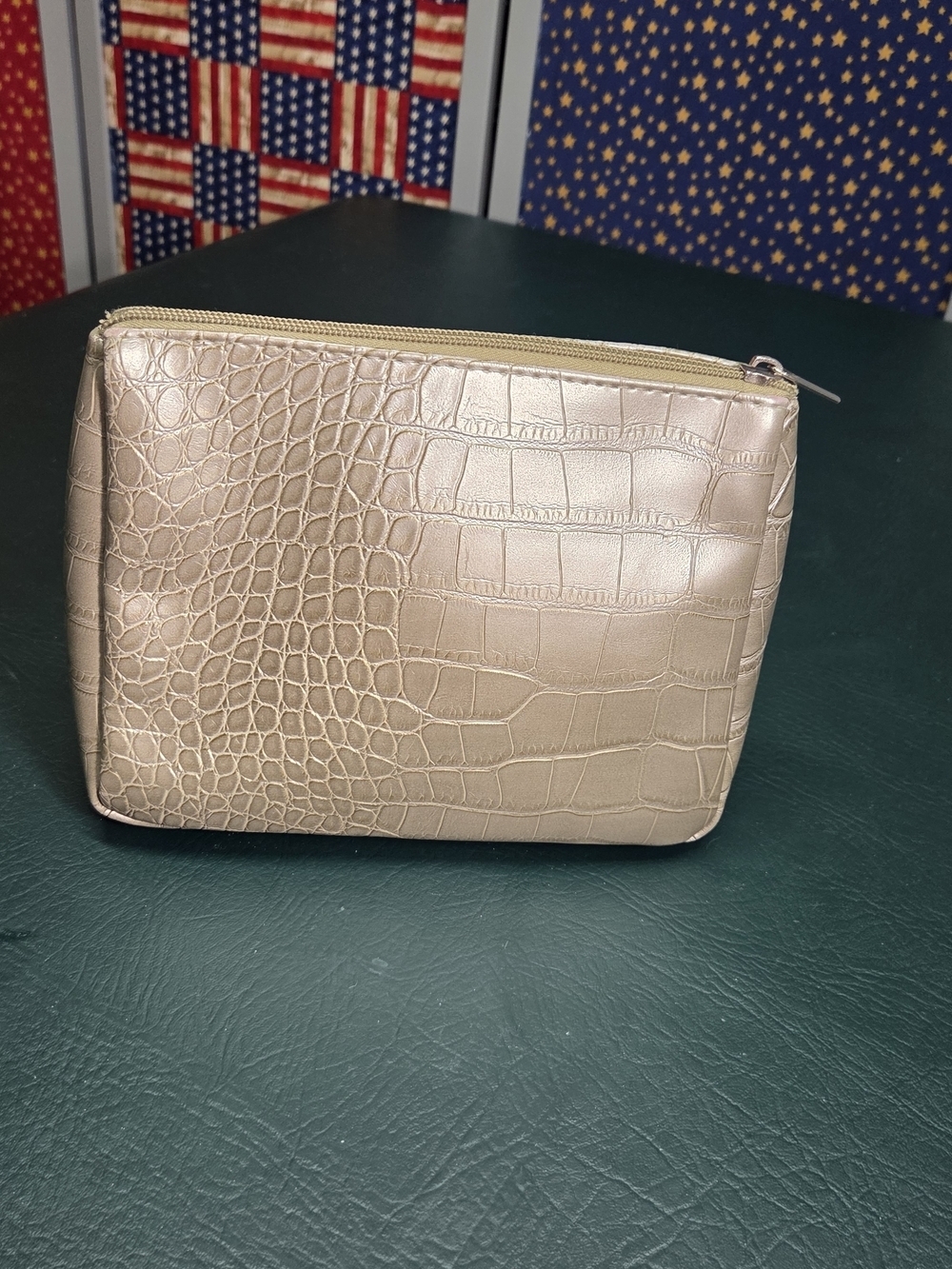 Gold Croc-Embossed Zip Pouch - Women Bags